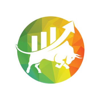Bull with chart bar logo design. Finance vector logo design.