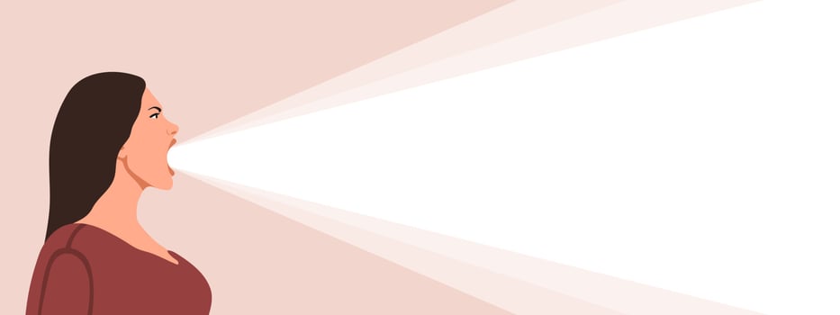 Screaming woman. Conceptual background or banner for advertising. Vector illustration