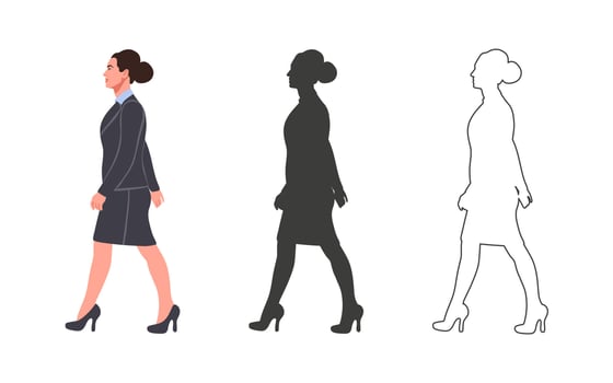 People. Walking girl. People drawn in a flat cartoon style. Vector illustration