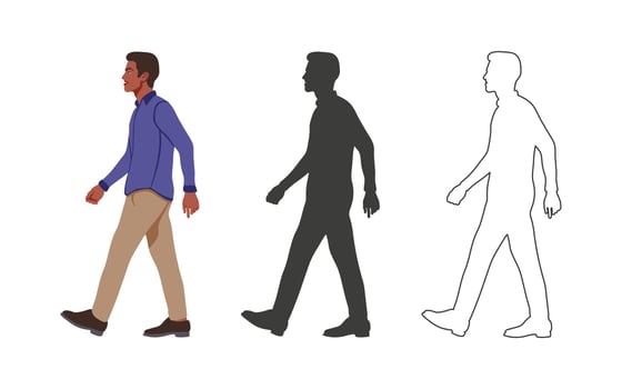 People. Walking Man. People drawn in a flat cartoon style. Vector illustration