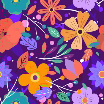 Vibrant Flowers Seamless Background vector