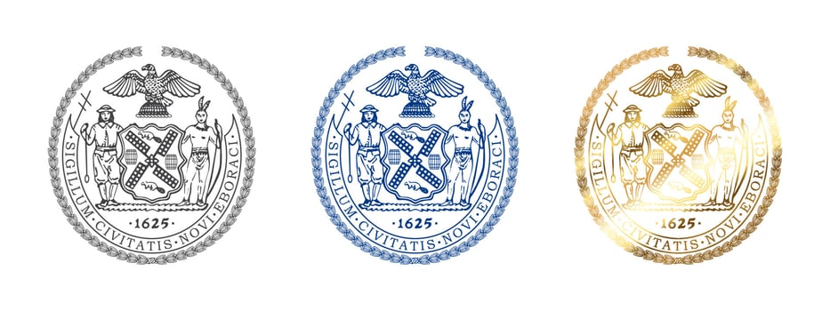 Seal of New York. Badges of New York County. Boroughs of New York City. Vector illustration