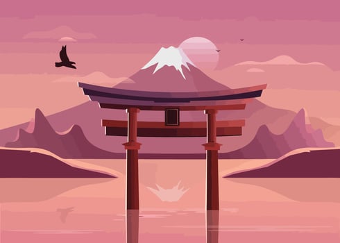 Japan landscape nice background poster vector