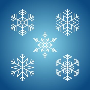 Set Of White Snowflake Icons Pattern vector