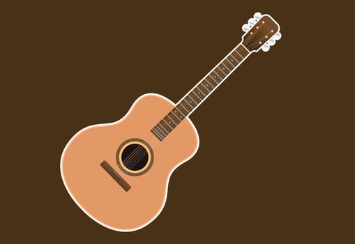 acoustic guitar, Isolated on white background, Used to play music and notes, Vector illustration.