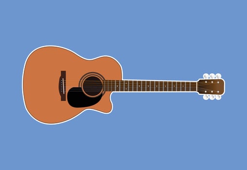 acoustic guitar, Isolated on white background, Used to play music and notes, Vector illustration.