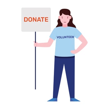 A female volunteer avatar in flat design vector