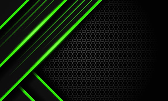 Futuristic Gaming Background with a hexagon pattern design with black and dark green colors vector