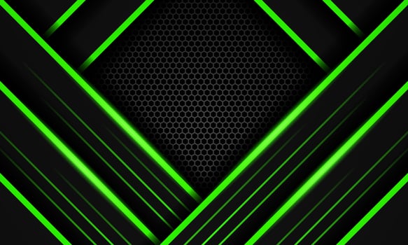 Futuristic Gaming Background with a hexagon pattern design with black and dark green colors vector