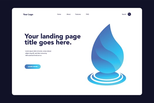 Water Droplet Landing Page vector