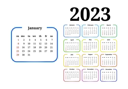 Calendar for 2023 isolated on a white background vector