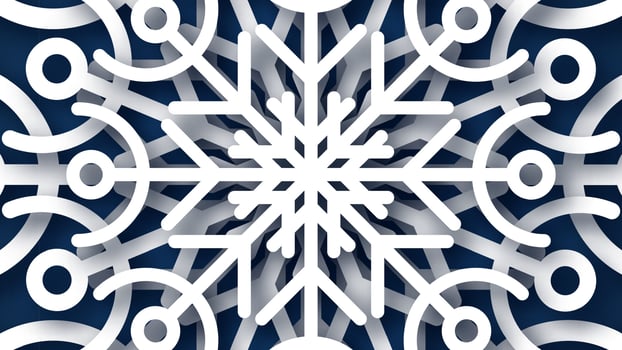 Christmas dark blue background with white paper glitter snowflakes. New year snowflakes holiday decoration. Vector illustration