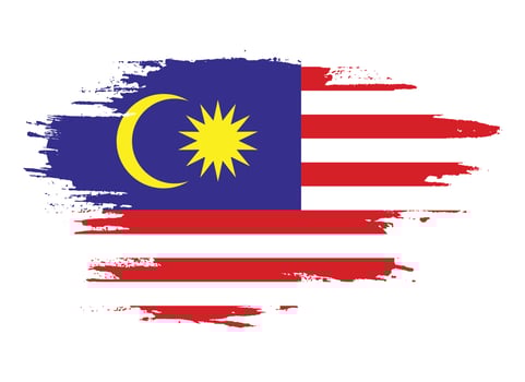 Vintage brush effect Malaysia flag vector