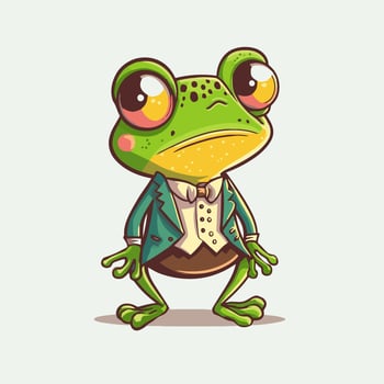 green frog  character logo mascot design in cartoon for business branding vector
