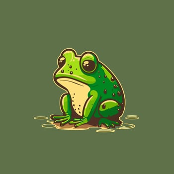 green frog  character logo mascot design in cartoon for business branding vector