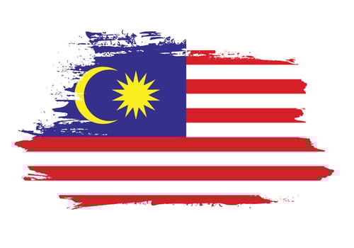 Brush effect Malaysia grunge texture flag vector