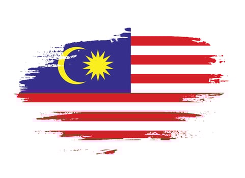 Hand drawn grunge brush stroke Malaysia flag vector