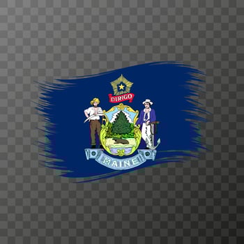 Maine state flag in brush style on transparent background. Vector illustration.