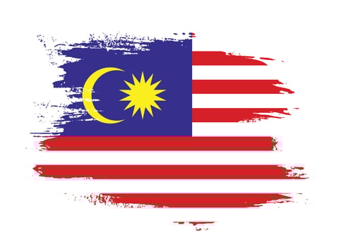 Malaysia flag vector with brush stroke illustration