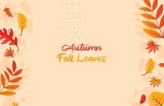 Colorful Autumn fall leaves floral background illustration with maple leaf vector