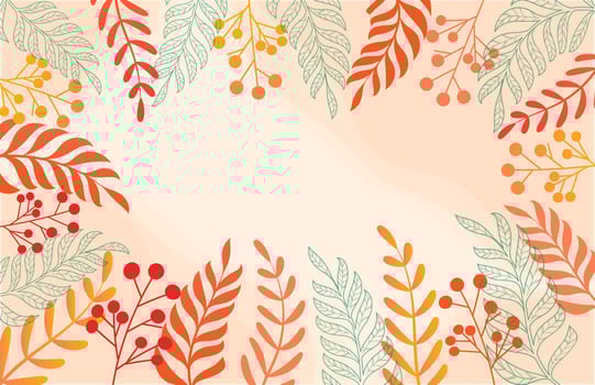 Colorful Autumn fall leaves floral background illustration with maple leaf vector