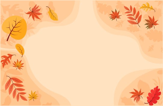 Colorful Autumn fall leaves floral background illustration with maple leaf vector