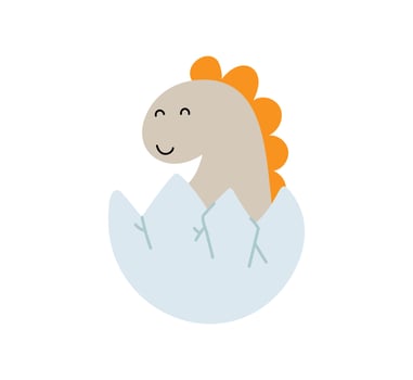 Cute dinosaur Hello boy baby in born egg. Vector Illustration dino. Kids print for kids clothes, greeting card, wrapping paper. Colorful poster for nursery design