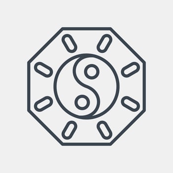 Icon yin yang symbol. Chinese New Year celebration elements. Icons in line style. Good for prints, posters, logo, party decoration, greeting card, etc. vector