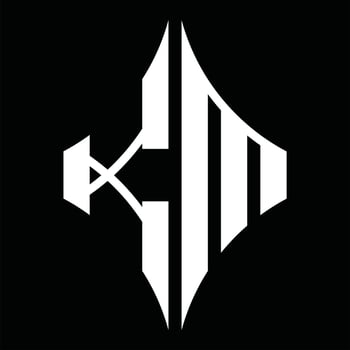 KM Logo monogram with diamond shape design template vector