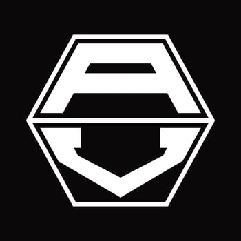 AV Logo monogram with hexagon shape up and down design template vector