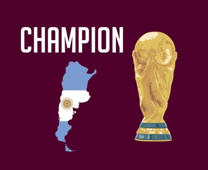 Argentina Map Flag Champion With World Cup Trophy Final football Symbol Design Latin America Vector Latin American Countries Football Teams Illustration