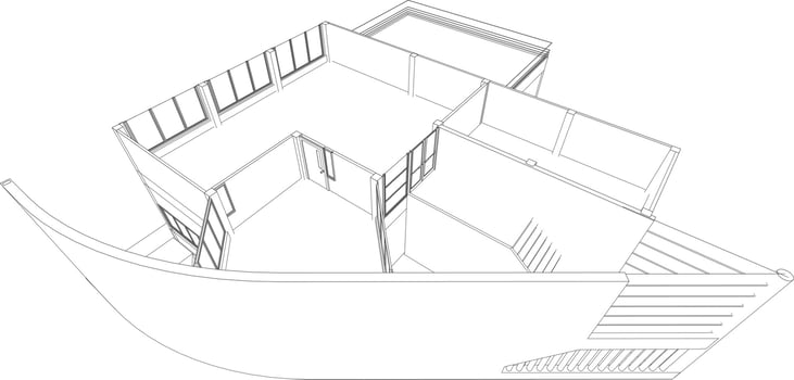 3D illustration of building project vector