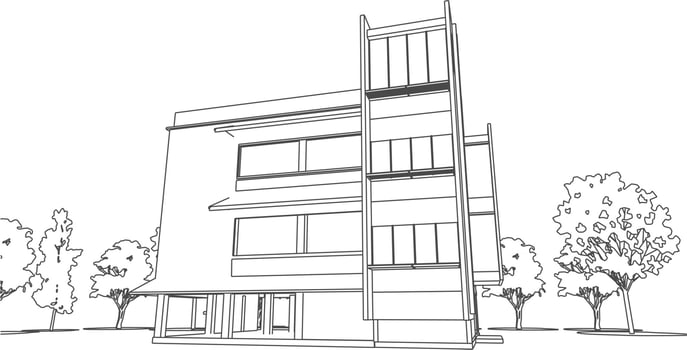 3D illustration of building project vector