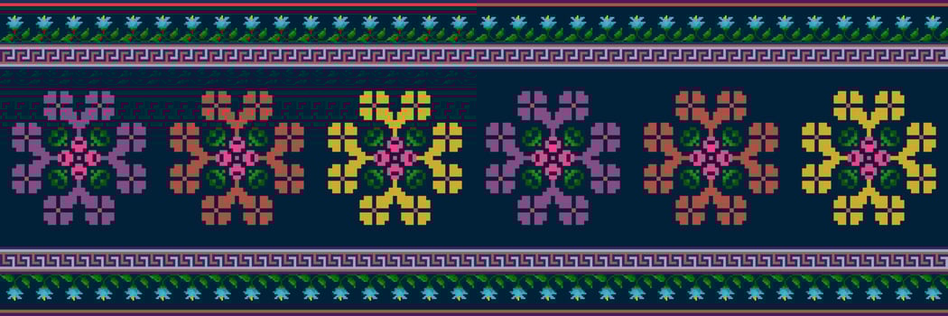 Ikat ethnic seamless pattern decoration design. Aztec fabric carpet boho mandalas textile wallpaper. Tribal native motif ornaments African American folk traditional embroidery vector