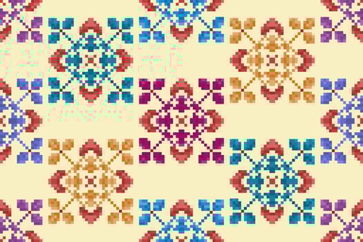 Ikat ethnic seamless pattern decoration design. Aztec fabric carpet boho mandalas textile wallpaper. Tribal native motif ornaments African American folk traditional embroidery vector
