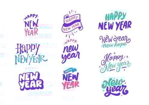 New Year Lettering Typography vector