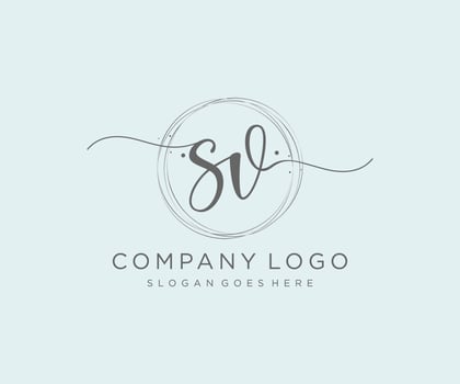 Initial SV feminine logo. Usable for Nature, Salon, Spa, Cosmetic and Beauty Logos. Flat Vector Logo Design Template Element.