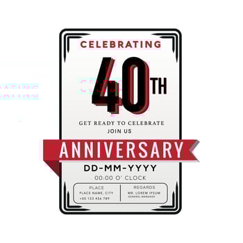 40 Years Anniversary Logo Celebration and Invitation Card with red ribbon Isolated on white Background vector