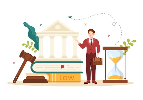 Law Firm Services with Justice, Legal Advice, Judgement and Lawyer Consultant in Flat Cartoon Poster Hand Drawn Templates Illustration vector
