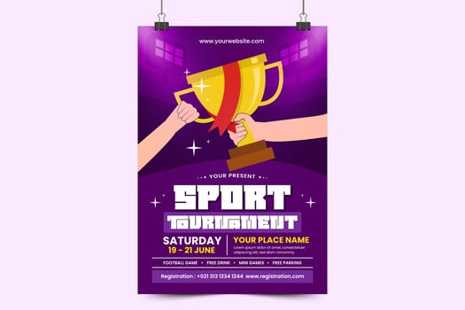 Football tournament sport event flyer or poster design template easy to customize vector