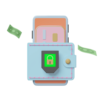hardware wallet with mobile phone, smartphone,credit card isolated. Internet crypto currency security, privacy protection, ransomware protect concept, 3d illustration, 3d render png