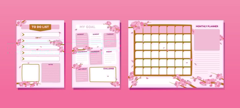 Sweet Pink Peach Blossom Journal Template vector
