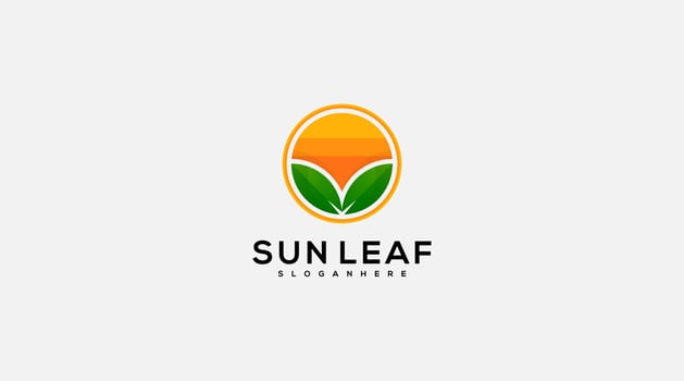 Professional Sun Leaf Logo design vector illustration