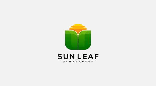 Awesome Sun logo in leaf design symbol vector