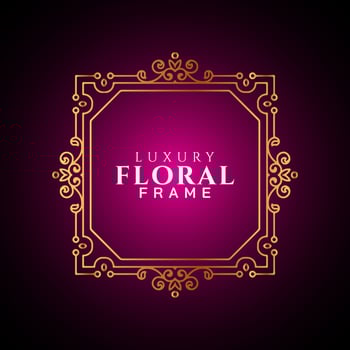 Luxury elegant circle floral frame golden round decorative corners vector
