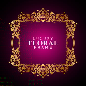 Luxury elegant circle floral frame golden round decorative corners vector