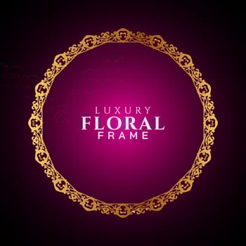 Luxury elegant circle floral frame golden round decorative corners vector