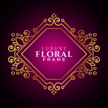 Luxury elegant circle floral frame golden round decorative corners vector