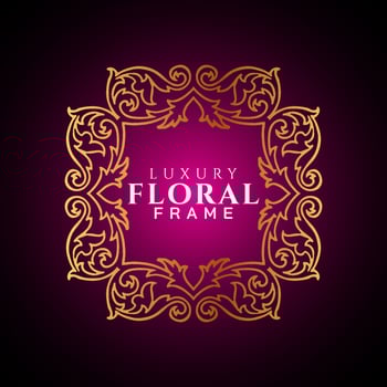 Luxury elegant circle floral frame golden round decorative corners vector