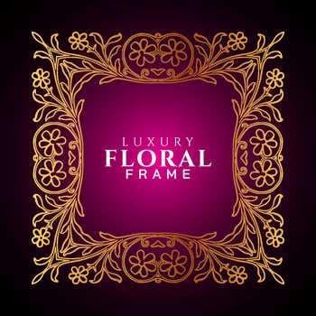 Luxury elegant circle floral frame golden round decorative corners vector